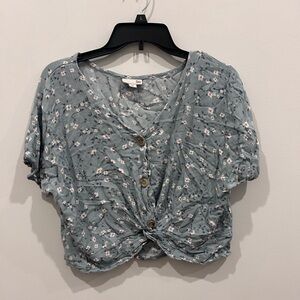 Floral Button-Down Knotted Top